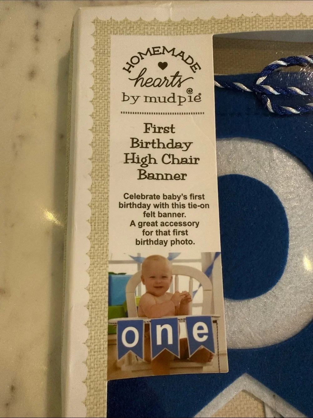 Mud Pie Blue First Birthday High Chair Banner